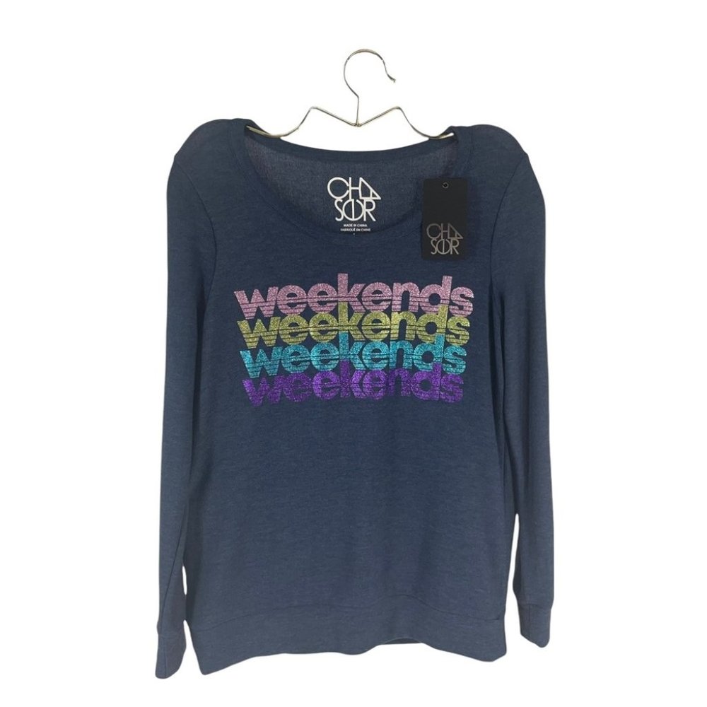 Chasor Weekends Glitter Sweatshirt NWT!